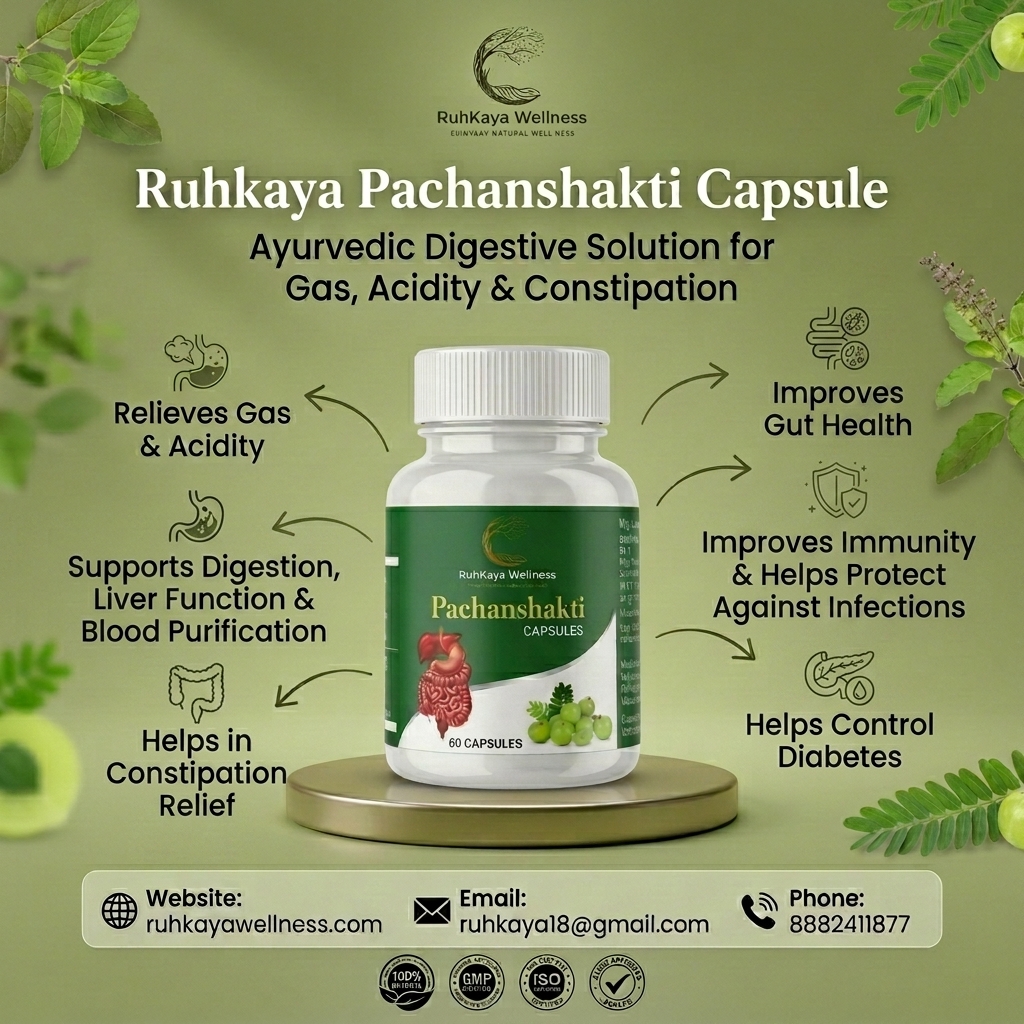 ruhkaya pachanshakti combo | complete gut health kit Ruhkaya Pachanshakti Capsules Benefits Relieves Gas, Improves Gut Health, Boosts Immunity, Controls Diabetes