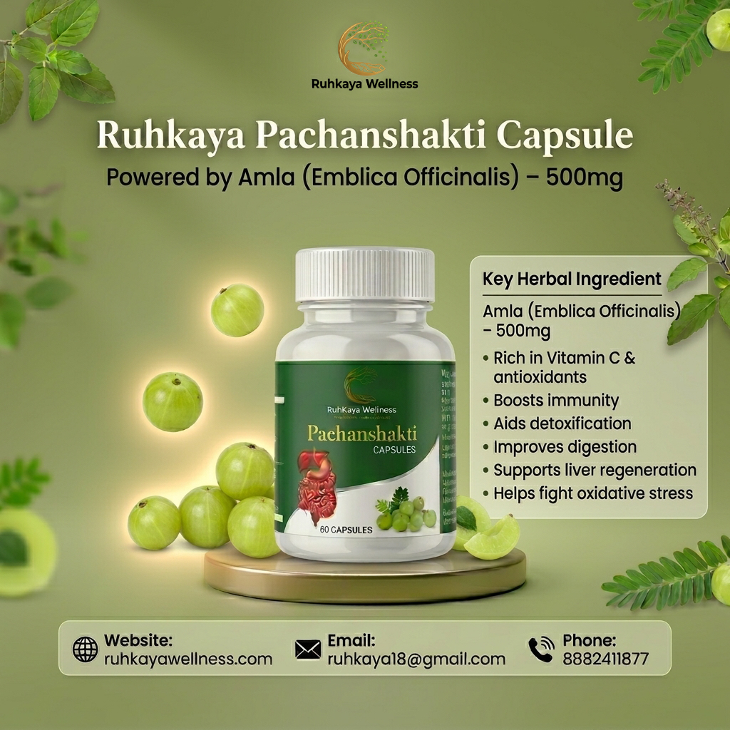 ruhkaya pachanshakti capsules | advanced gut health support Ruhkaya Pachanshakti Capsules Powered by Amla Emblica Officinalis 500mg for Gut Health and Immunity