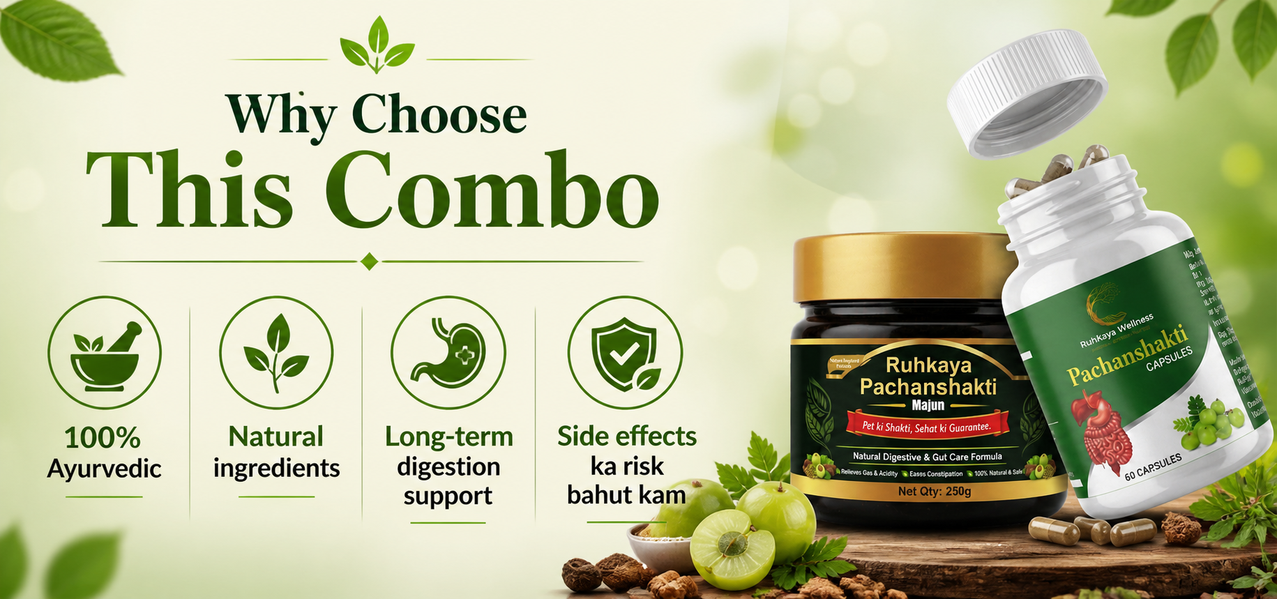 Ruhkaya Pachanshakti Combo for Constipation, Gas & Acidity | Complete Gut Health Kit ruhkaya pachanshakti combo ayurvedic digestion kit for gas acidity and constipation
