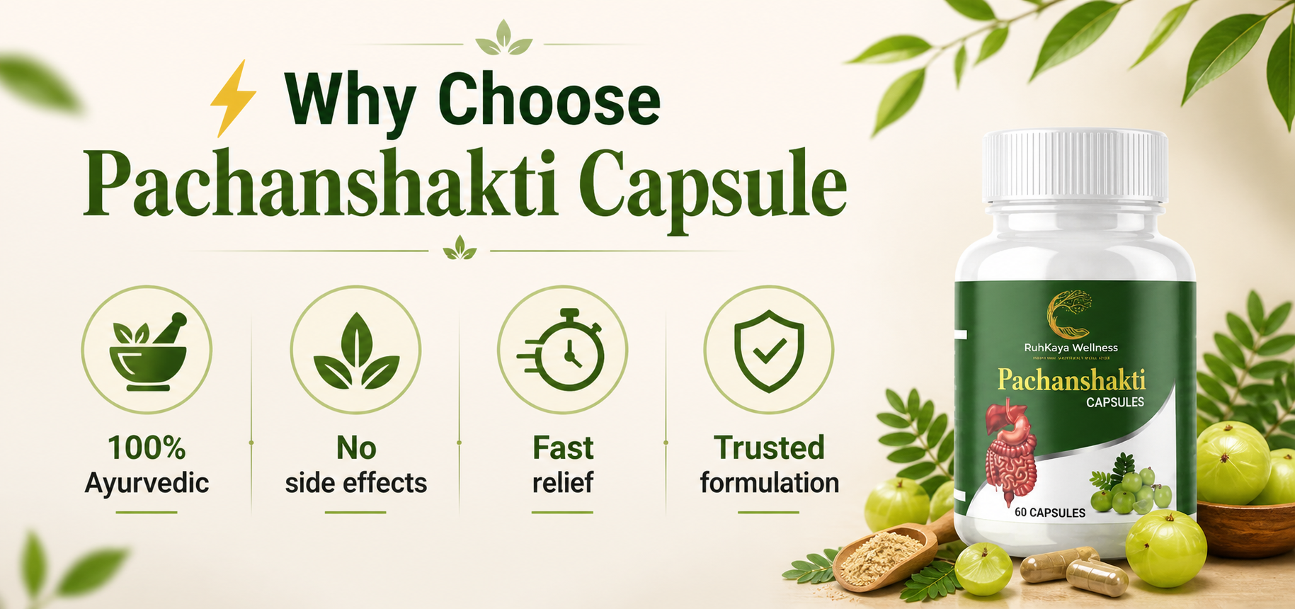 Ruhkaya Pachanshakti Capsules | Advanced Gut Health Support ayurvedic pachanshakti capsule for gas acidity digestion relief